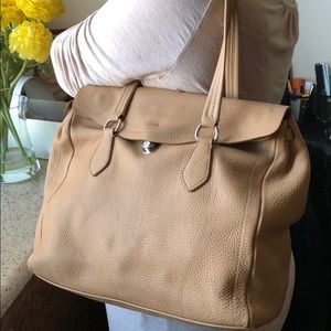 PRADA like new nude pebbled tote, silver hardware
